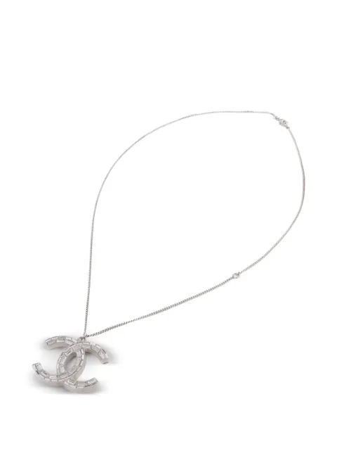 CHANEL Pre-Owned CC crystal necklace Silver A44648