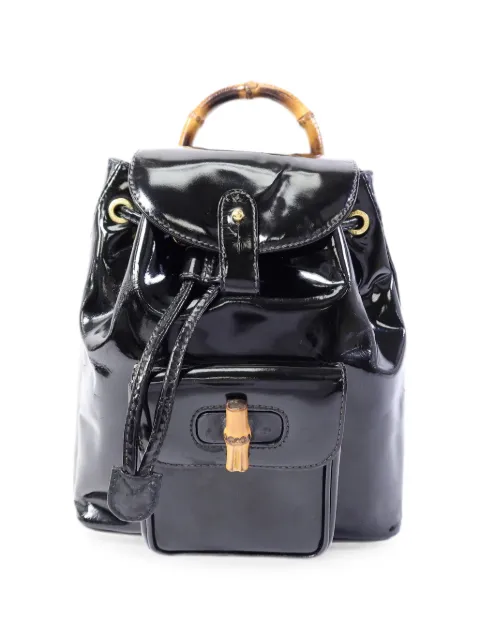 Gucci Pre-Owned mini Bamboo patent leather backpack Black 003258