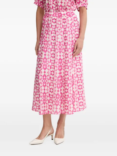 Marc Aurel geometric-print elasticated-waist midi skirt Pink 2092C11193