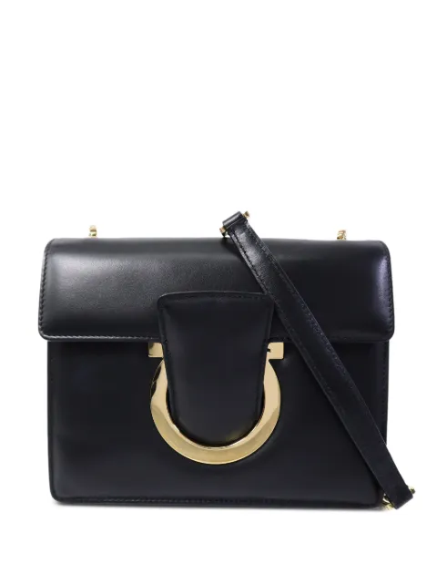 Ferragamo Pre-Owned Gancini chain shoulder bag Black CHAINSHOULDER