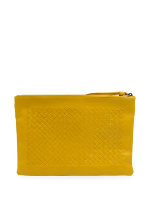 Bottega Veneta Pre-Owned Intrecciato leather clutch bag Yellow CLUTCH