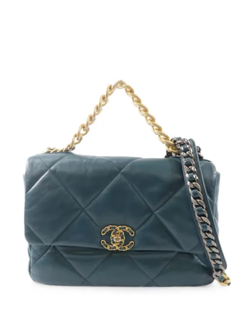 CHANEL Pre-Owned large C19 quilted shoulder bag Green AS1161