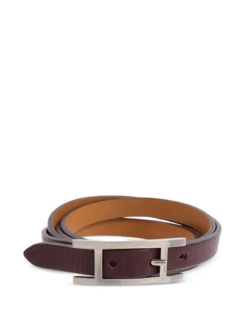 Hermès Pre-Owned 2018 Behapi Double Tour leather bracelet Brown C5534PHW