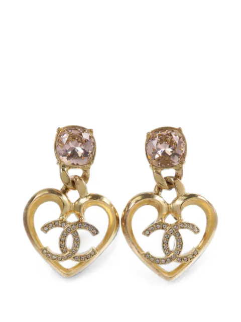 CHANEL Pre-Owned CC heart earrings Gold ABA100