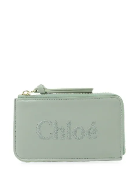 Chloé Vintage embroidered-logo leather cardcase Green CARDCASE