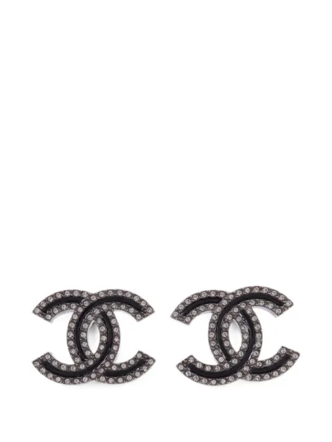 CHANEL Pre-Owned CC crystal-embellished earrings Silver EARRING