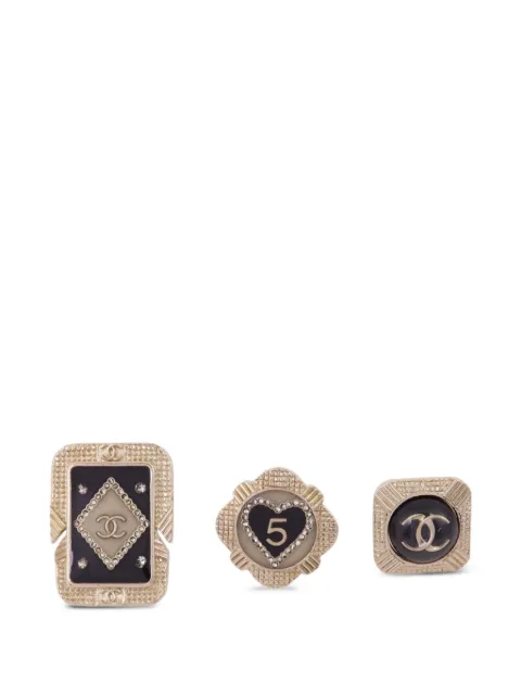 CHANEL Pre-Owned interlocking CC brooches (set of three) Gold BROOCH