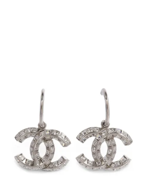 CHANEL Pre-Owned CC crystal-embellished earrings Silver EARRING