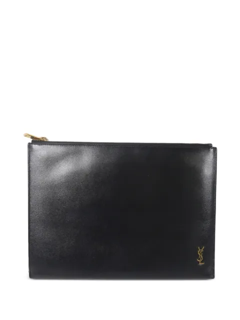Saint Laurent Pre-Owned logo-appliqué clutch bag Black 607779