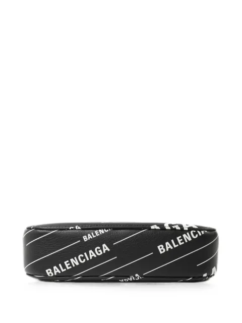 Balenciaga Pre-Owned logo-print leather shoulder bag Black 552370