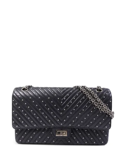 CHANEL Pre-Owned 2.55 studded chain shoulder bag Black 255LARGE