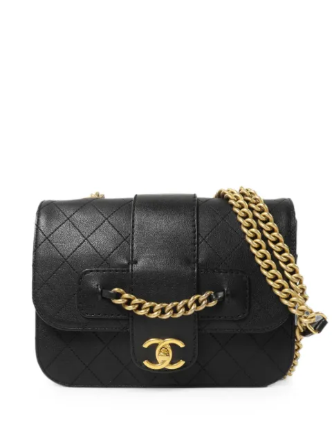 CHANEL Pre-Owned turn-lock-fastening shoulder bag Black FRONTCHAINFLAPBAG