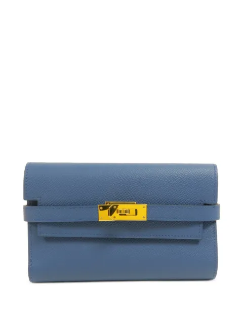 Hermès Pre-Owned 2017 medium Kelly Depliant leather wallet Blue AR2GHW