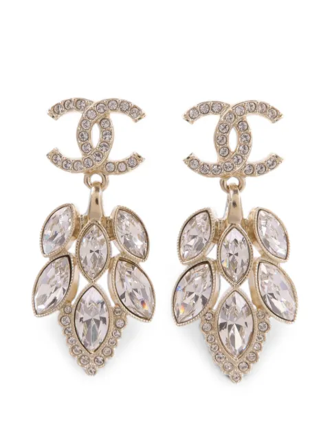 CHANEL Pre-Owned CC crystal-embellished drop earrings Gold EARRING