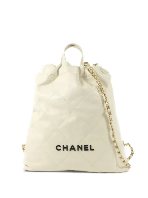 CHANEL Pre-Owned Bhanel 22 diamond-quilted backpack Neutrals AS3859