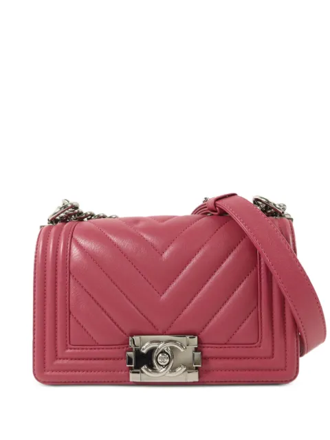 CHANEL Pre-Owned 20 Boy chevron-quilted shoulder bag Pink BOY20