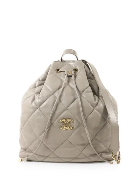 CHANEL Pre-Owned CC diamond-quilted backpack Grey BACKPACK