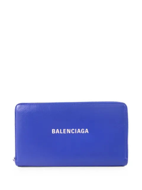 Balenciaga Pre-Owned logo-print leather long wallet Blue 551935