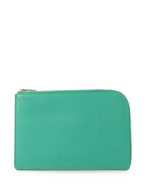 Hermès Pre-Owned 2016 leather zipper long wallet Green X7F61PHW