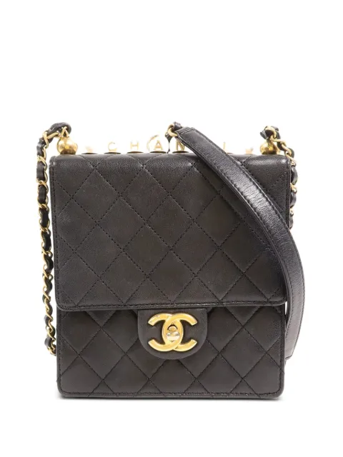 CHANEL Pre-Owned Matelassé CC turn-lock calfskin shoulder bag Black AS0584