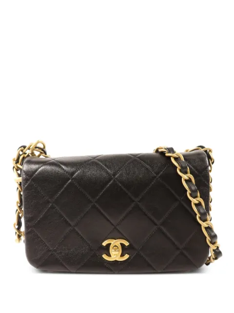 CHANEL Pre-Owned CC GHW turn-lock quilted shoulder bag Black CHAINSHOULDER