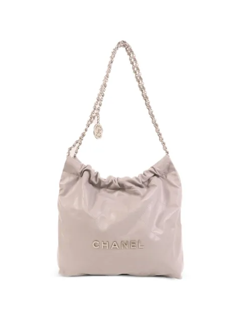 CHANEL Pre-Owned small 22 diamond-quilted bucket bag Grey AS3260