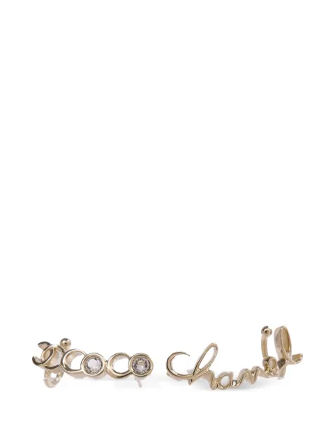 CHANEL Pre-Owned CC script earrings Gold EARRING