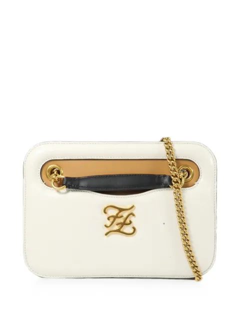 Fendi Pre-Owned Karligraphy calfskin shoulder bag White KARLIGRAPHYPOCKETSHOULDERBAG