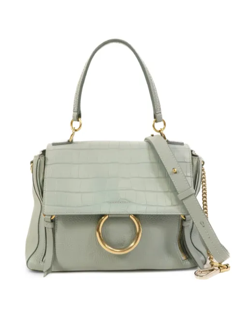 Chloé Vintage crocodile-effect ring-detail shoulder bag Blue 2WAYSHOULDER