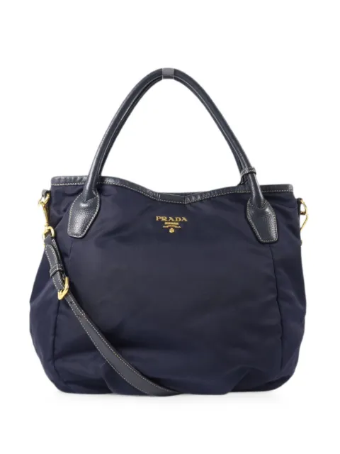 Prada Pre-Owned logo-detail two-way tote bag Blue BR4420