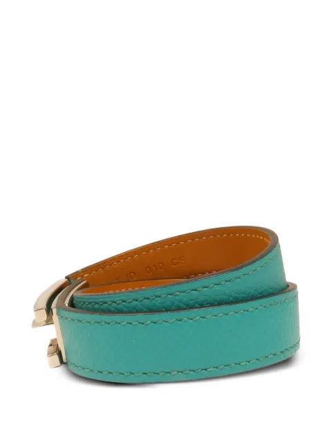 Hermès Pre-Owned Drag Double leather bracelet Green XID010CF