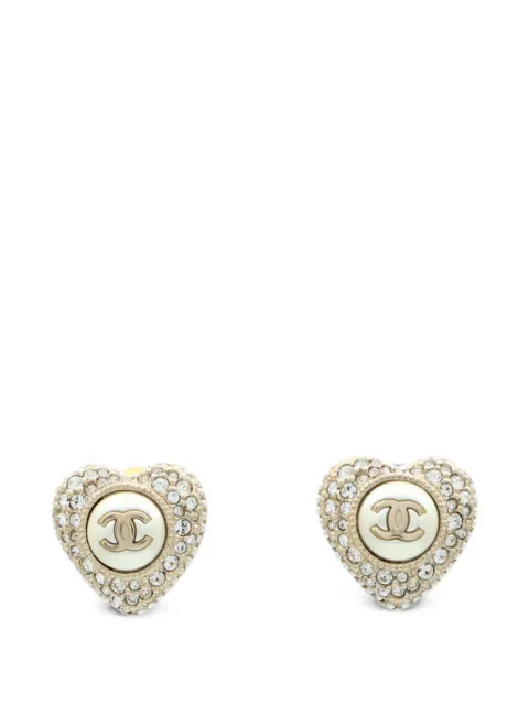 CHANEL Pre-Owned CC heart-shaped earrings Gold EARRINGS