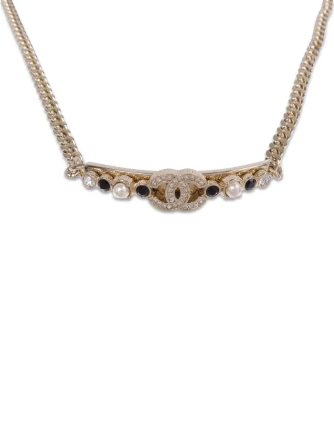 CHANEL Pre-Owned CC crystal necklace Gold NECKLACE