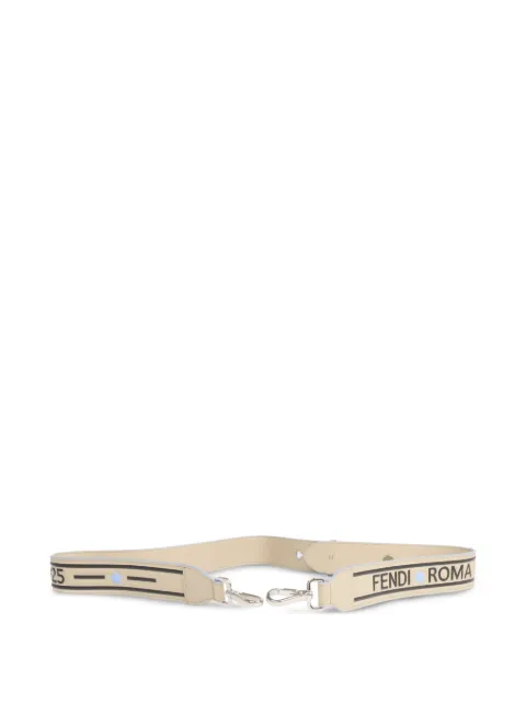 Fendi Pre-Owned logo-print leather shoulder strap Neutrals STRAP