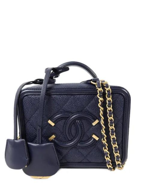 CHANEL Pre-Owned CC Filigree Vanity Case shoulder bag Blue A93342