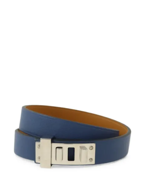 Hermès Pre-Owned 2016 Double Tour leather bracelet Blue X7EPHW