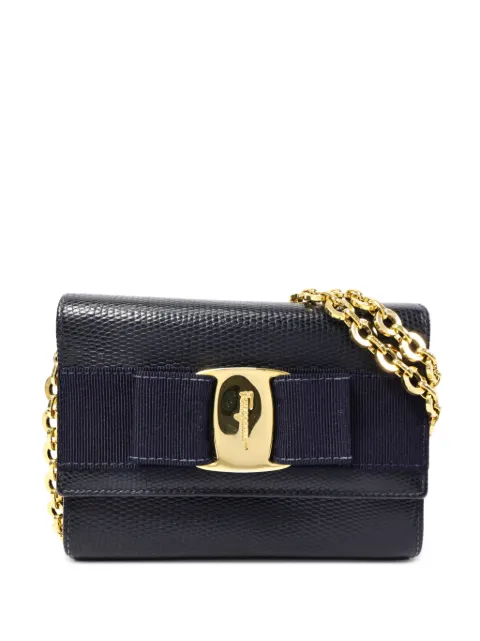 Ferragamo Pre-Owned Vara bow chain shoulder bag Blue CHAINSHOULDER
