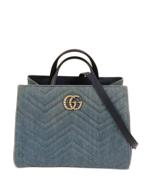 Gucci Pre-Owned GG Marmont quilted-denim tote bag Blue 448054