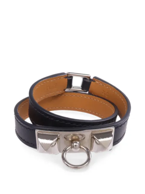 Hermès Pre-Owned 2013 Rivale Double Tour calf leather bracelet Silver Q89PHW