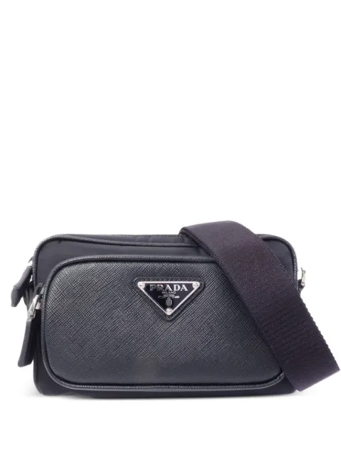 Prada Pre-Owned Re-Nylon logo-plaque shoulder bag Black 2VH1722