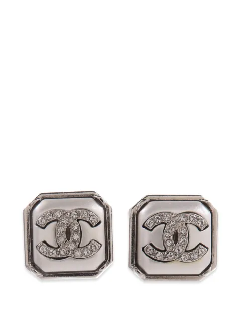 CHANEL Pre-Owned CC crystal-embellished earrings Silver EARRINGS