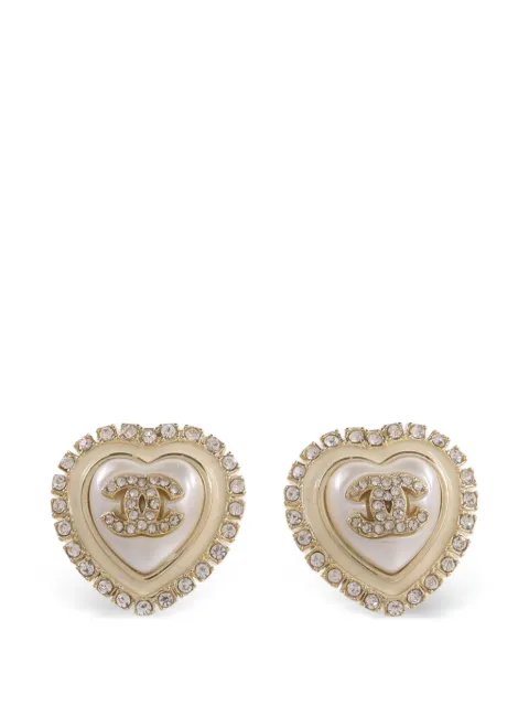 CHANEL Pre-Owned CC heart earrings Gold EARRING
