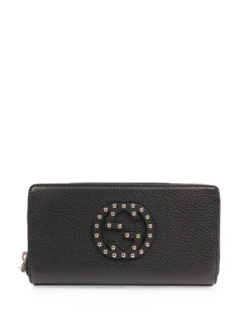 Gucci Pre-Owned studded GG-Interlocking zip wallet Black 308004