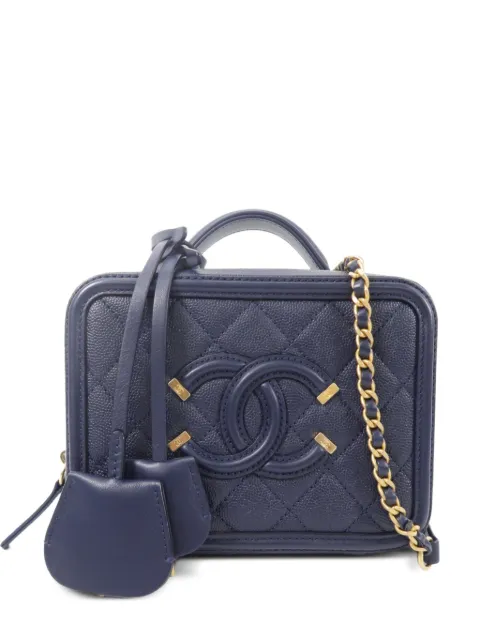 CHANEL Pre-Owned Vanity Case CC tote bag Blue A93342