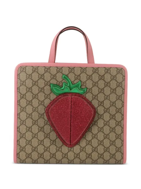 Gucci Pre-Owned strawberry-appliqué tote bag Brown 630589