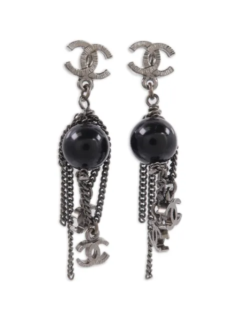 CHANEL Pre-Owned CC drop earrings Silver EARRING
