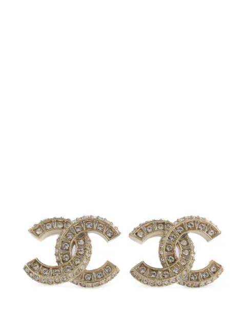 CHANEL Pre-Owned CC crystal-embellished earrings Gold A86504