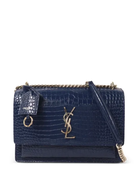 Saint Laurent Pre-Owned Sunset crocodile-effect shoulder bag Blue 442906