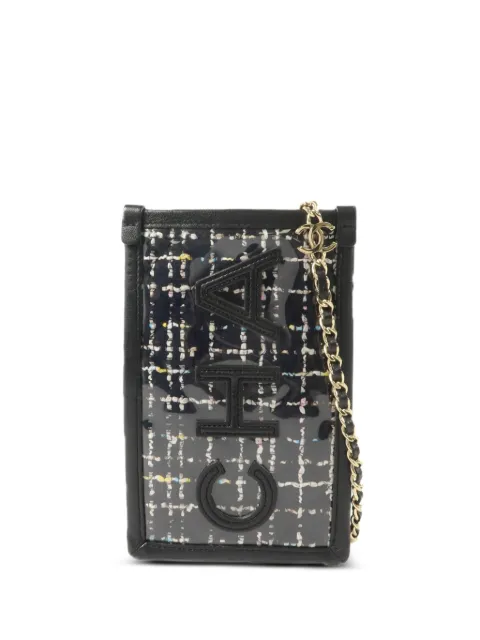 CHANEL Pre-Owned CC tweed phone-pouch mini bag Black PHONEPOUCHWITHCHAIN
