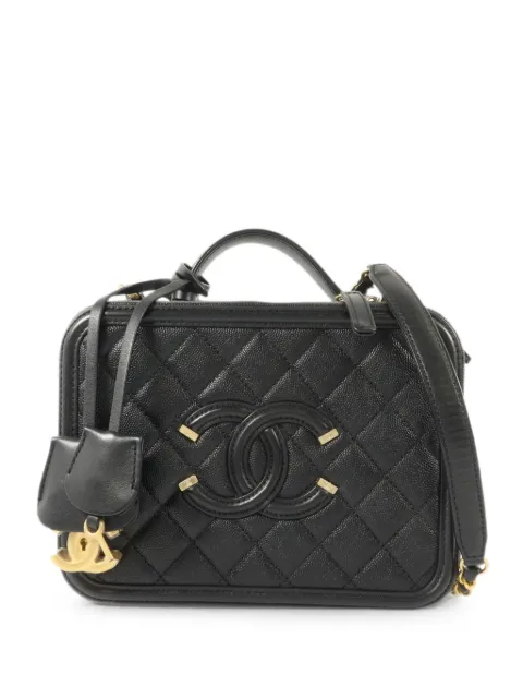 CHANEL Pre-Owned medium CC Filigree Vanity Case tote bag Black A93343